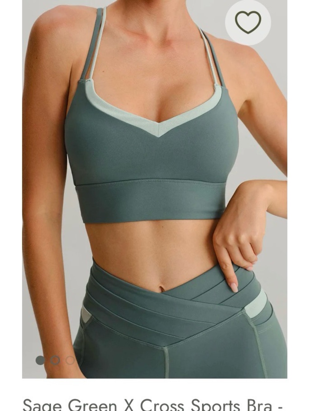 Sage Green Cross Sports Bra by Berlook